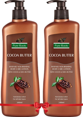 Pure Roots Cocoa Butter Body Care Lotion Pack Of 2 (300ml * 2)(600 ml)