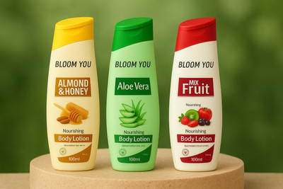 BLOOM YOU Smooth & Fresh Body Lotion Pack of 3 (Almond | Aloe | Fruit)(300 ml)