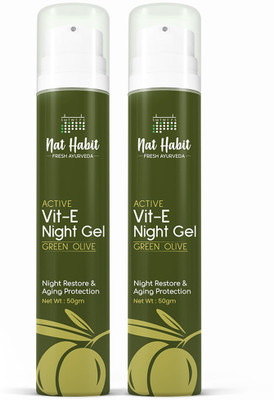 Nat Habit Vitamin-E Olive Active Face Gel For Night Restore| Anti-Aging With UV Protection(100 g)