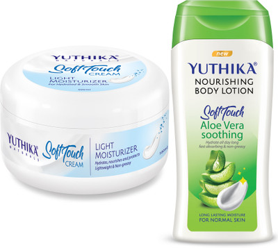 Yuthika AloeVera Body Lotion 200 ml & Soft Touch Face Cream 500 ml For All Skin Types(700 ml)