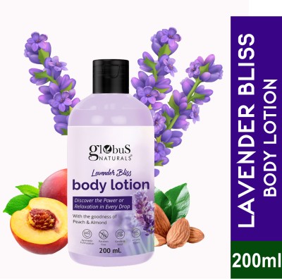 Globus Naturals Lavender Bliss Body Lotion, Enriched with Peach and Almond Extracts(200 ml)