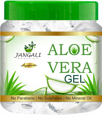 pure jangali organics 100% Pure Aloe Vera Gel for glowing Face, Skin & Hair.(220 g)