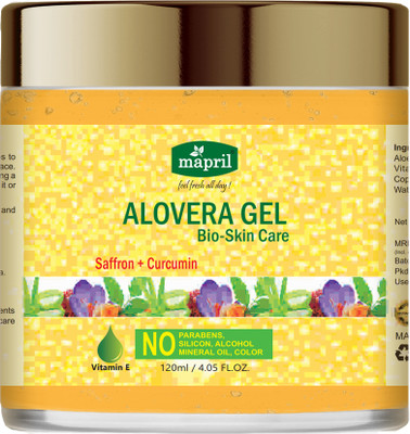 MAPRIL Aloe Vera Gel with Saffron/Curcumin(Turmeric) for Anti Acne/Pimple/Pigmentation(120 ml)