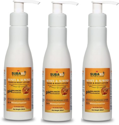 Subaxo Herbal Honey & Almond Body Lotion 3 Pc Each 200 ml(600 ml)