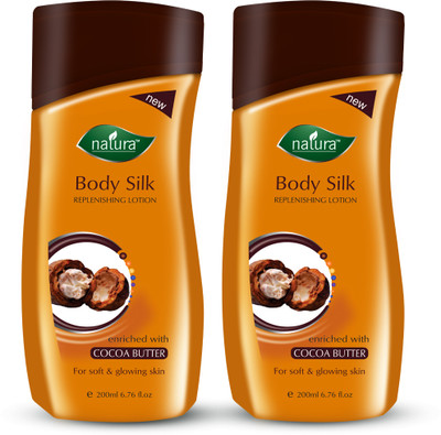 Natura Body Silk Deep Nourishing & Soft Glowing Cocoa Butter Body Lotion (Pack of 2)(400 ml)
