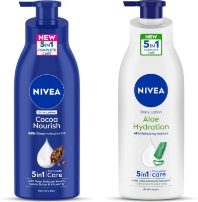 NIVEA Body Lotion 400ML (Pack Of 2) - Cocoa Nourish & Aloe Hydration(800 ml)