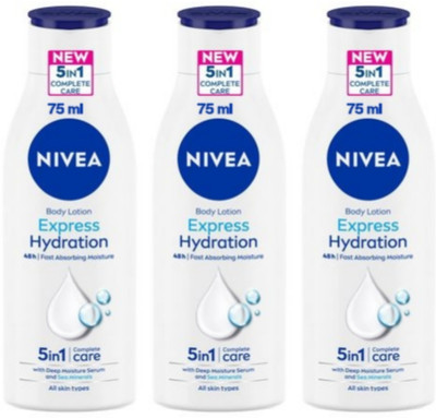 NIVEA Express Hydration 5 Iin 1 Care Lotion - 75ml (Pack of 3)(225 ml)