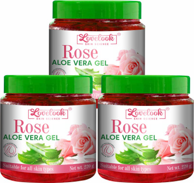 Lovelook Lovelook Lovelook 100% Pure Rose Aloe Vera Gel for Beautiful Skin & Hair(500 g)