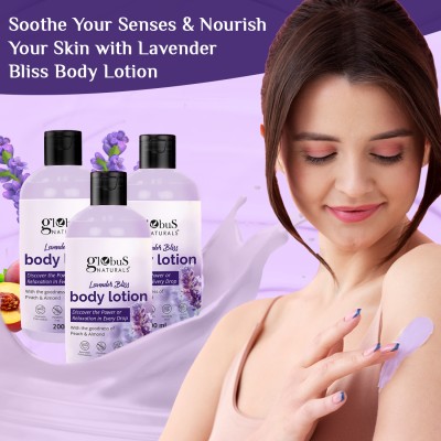 Globus Naturals Lavender Bliss Body Lotion, Enriched with Peach and Almond Extracts(600 ml)