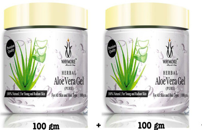 WAYMORE Pure & Natural Aloe Vera Gel For Skin Anti Ageing Anti Tanning - 100gm pack of 2(200 g)