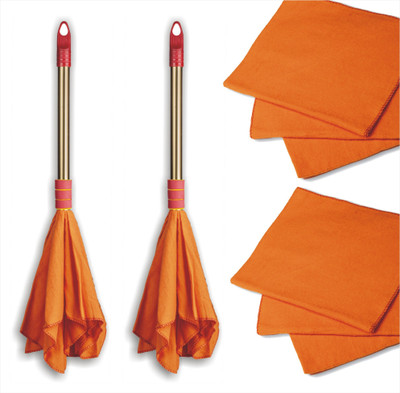 VIMAL Combo Set of Golden Handle Duster(2 pc) & Hi-Density Dust Cleaning Cloths(6 pc) Dry Duster Set(Pack of 8)