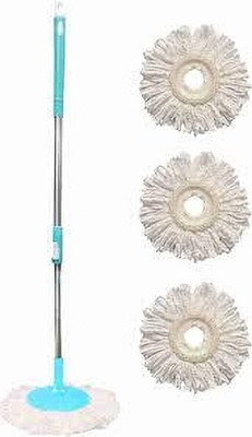 GUNWELL Eco Spin Mop-Rod Stick, Mop Head And 3 Refill - Wet & Dry 360 Mops Pocha Mop Set