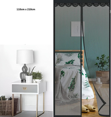CY SaLes 210 cm (7 ft) Long Door Polyester Semi Transparent Curtain Single Curtain(Black, Solid)