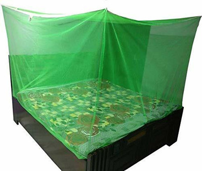 NETRO Polyester Adults Washable Polyester Green Mosquito Net for Single Bed, 4x6.5 Insect Protection Net Mosquito Net(Green, Bed Box)