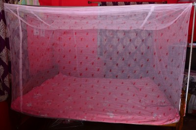 Pappu industries Cotton Adults Washable Best Quilty Square Plain 6*7 Foldable Flexible for Double Bed Mosquito Net(Pink, Bed Box)