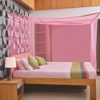 Janvira Polyester Adults Mosquito and Insect Protector Net Mosquito Net(Pink, Bed Box)
