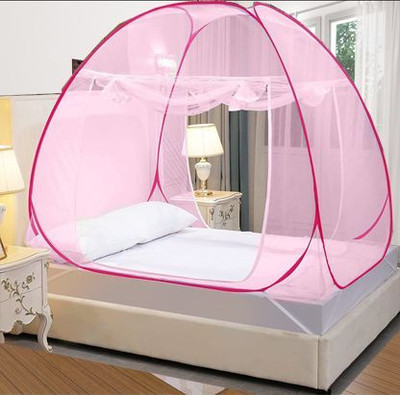 Matkine PINK mosquito net 7 x 8 feet machardani mosquito net tent 6 6 machardani baccho Polyester Washable Adults Mosquito Net(Pink, Rani, Gulabi, Peenk, pinq, Tent)