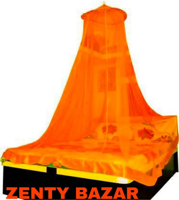 O AND M FASHION Polyester Adults Washable Round Mosquito Net For Double Bed Mosquito Net(Orange, Ceiling Hung)