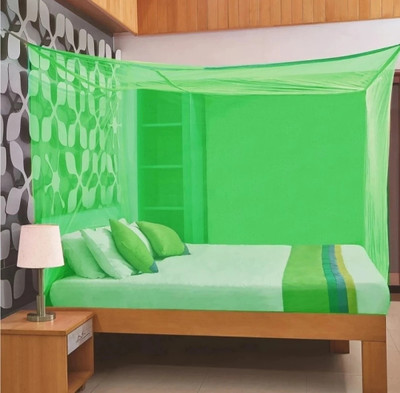 Mehon Craft Polyester Adults Washable Hanging Mosquito Machhardani Net (Size 4x6.5-ft) Mosquito Net(Green, Bed Box)