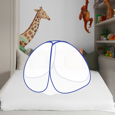 Shreenathji Jewellers Polyester Kids Washable Foldable Baby Mosquito Net Washable White Color and Blue Border Mosquito Net(White-Blue, Tent)