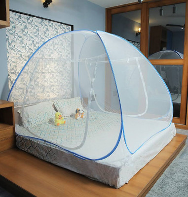 netbed Polyester Adults Washable Double Bed Washable Mosquito Net (Macchar Dani) Pack Of 1 Mosquito Net(Blue, Tent)