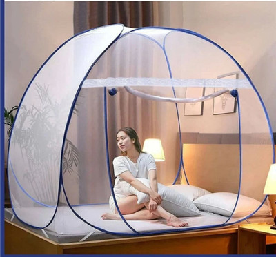 Hitech Polyester Adults Washable Mosquito Net for Double Bed Mosquito Net(Blue, Tent)