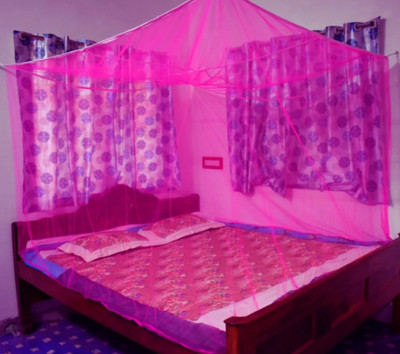 Mehon Craft HDPE - High Density Poly Ethylene Adults Washable Mosquito Net for double Bed Machardani Polyester Net Mosquito Net(Pink, Bed Box)