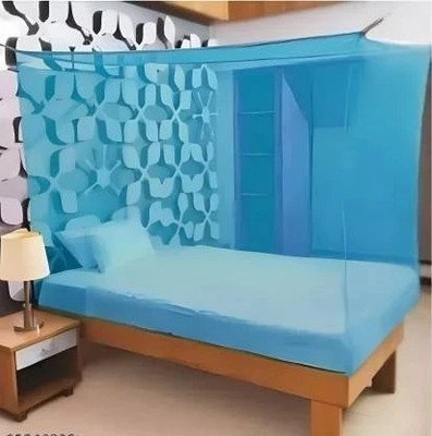 Pappu industries High Density Poly Ethylene Adults Washable SINGLE BED BLUE Polyester Washable Adults Mosquito Net(Blue, Bed Box)