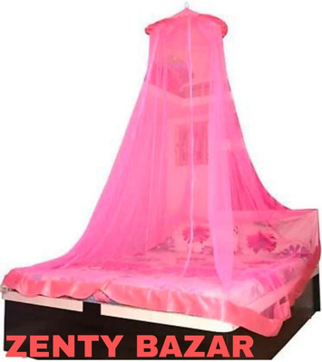 O AND M FASHION Polyester Adults Washable Round Mosquito Net For Double Bed Mosquito Net(Pink, Ceiling Hung)