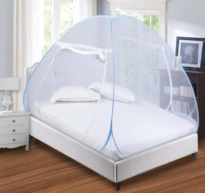 Ghazi Collection Nylon Adults Washable King Size Foldable & Portable Double bed Mosquito net Mosquito Net(Blue, White, Tent)