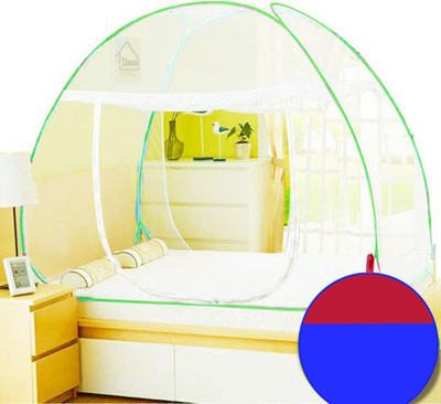 NM CREATION Polyester Adults Washable Green Mosquito Net Foldable Double Bed Net King Size Mosquito Net(Green, Tent)