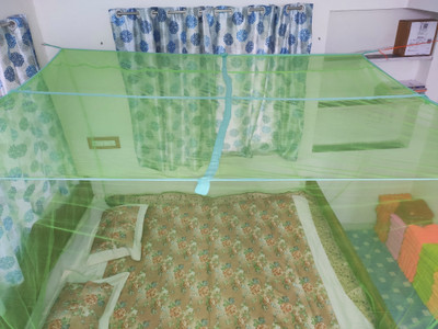 Mehon Craft Polyester Adults Washable Single Bed (4x6 ft) Mosquito Net(Green, Tent)