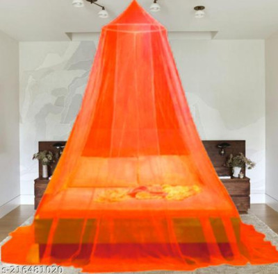 DBmosquitonet Polyester Adults Washable FOLDABLE KINGSIZE & QUEENSIZE SUITABLE FOR 6FT * 6FT ROUND SHAPE Mosquito Net(Orange, Ceiling Hung)