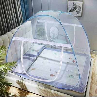 RUGLYNN Polyester Adults Washable Flexible Fit for All Bed Sizes Total Protection, Ultimate Comfort Masara Net Mosquito Net(White, Blue, Tent)