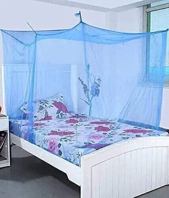 MSUPER Polyester Adults Washable NEW_Polycotton Mosquito net for Bed Mosquito Protection (Blue, 4*6.5 feet) Mosquito Net(Blue, Tent)