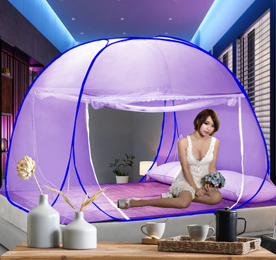Fashion Tree Polyester Adults Washable Foldable King Size Bed, Double Bed(Suitable for6ft x 6ft to 6.9ft x 6.9ft) Mosquito Net(Navy Blue, Tent)