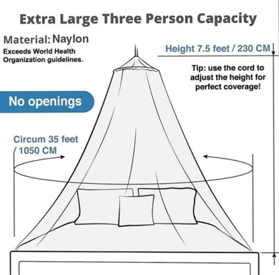 BELSODINE Nylon Adults Washable NEWMOSQUITO NETN203 H203 Mosquito Net(white, royal blue, Tent)
