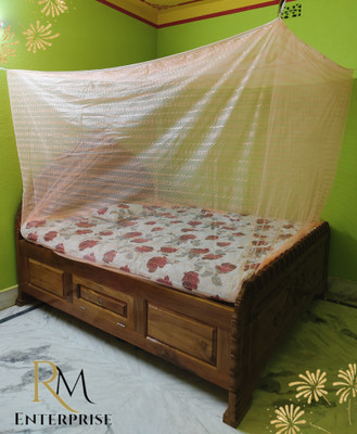 Rm Enterprises Polyester Adults Washable Peach Colour (6x7)ft Double Bed Mosquito Net(Peach, Bed Box)