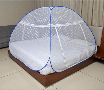 SIFRA Polyester Adults Washable Double Bed King Size Bed Machardani Mosquito Net(Blue, Tent)