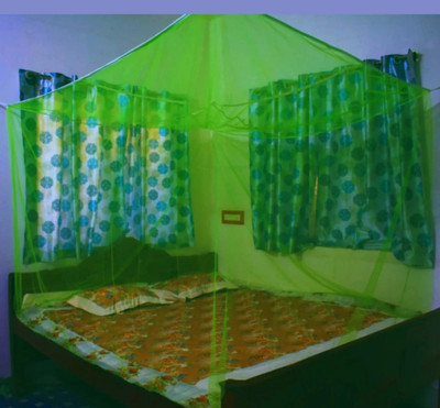 Mehon Craft HDPE - High Density Poly Ethylene Adults Washable Mosquito Net for double Bed Machardani Polyester Net Mosquito Net(Green, Bed Box)