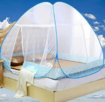 Imontex Mosquito Net for Double Bed King Size Foldable, Strong and Durable Tent Polyester Washable Adults Mosquito Net(Blue, Tent)
