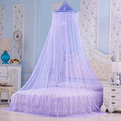 O AND M FASHION Polyester Adults Washable Round Mosquito Net For Double Bed Mosquito Net(Purple, Ceiling Hung)