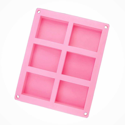 ADMONITION 6 Slots Rectangle shaped Silicone Mould For Soap, Ice, Chocolate making Pink Silicone Ice Cube Tray(Pack of1)