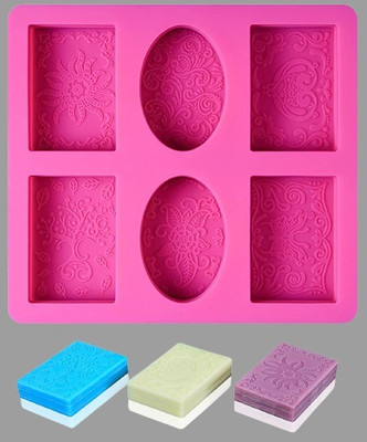 ADMONITION Silicone Cake Mould 6 Cavity Rectangle and Oval(Pack of 1)