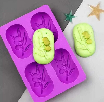 ADMONITION Silicone Cupcake/Muffin Mould 4 Cavity Tree shape printed Candy Soap Mould(Pack of 1)