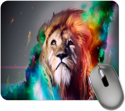 dk printing Lion With Multicolor Printed Mouse Pad Non Slip Base Mousepad(Black)