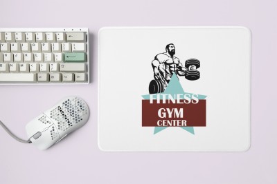 Rushaan Fitness Gym Center, (BG White and Brown) - Printed Mousepad Mousepad(White)