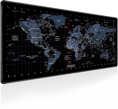 Aliens World Map Extended Gaming Mouse Pad, Stitched Edges, Non-Slip Base Non Slip Base Mousepad(Grey)