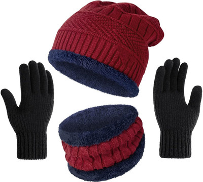 RUCHIKA ENTERPRISES Self Design Beanie Cap(Pack of 3)