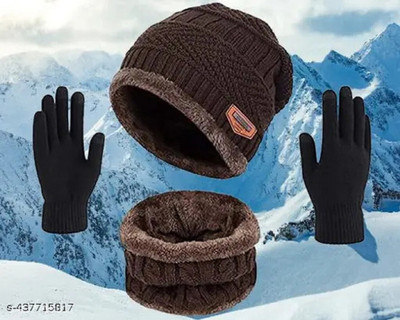 HUB RADHIKA FASHION Self Design Beanie Cap(Pack of 3)